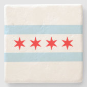City Flag of Chicago (Illinois) Steinuntersetzer (Vorderseite)