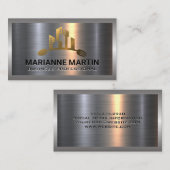 City Fork Spoon Logo | Metallsilber Visitenkarte (Vorne/Hinten)