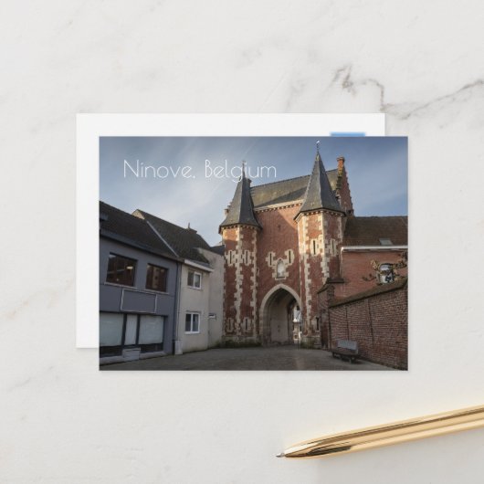 City gatehouse, Ninove, Belgien Postkarte (Vorderseite/Rückseite Beispiel)