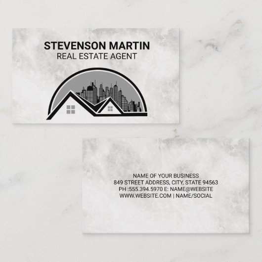 City Gebäude | Home | Marble Business Card Visitenkarte (Vorne/Hinten)