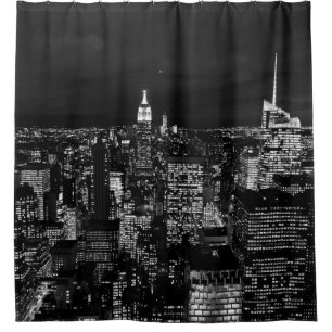 CITY GEBÄUDE WÄHREND DES NACHT-ZEIT-FOTOS DUSCHVORHANG