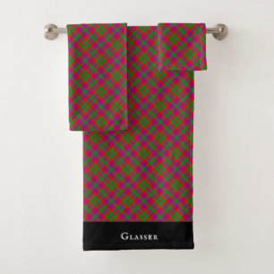 City Glasgow Tartain Kariert Green Red Lila Badhandtuch Set