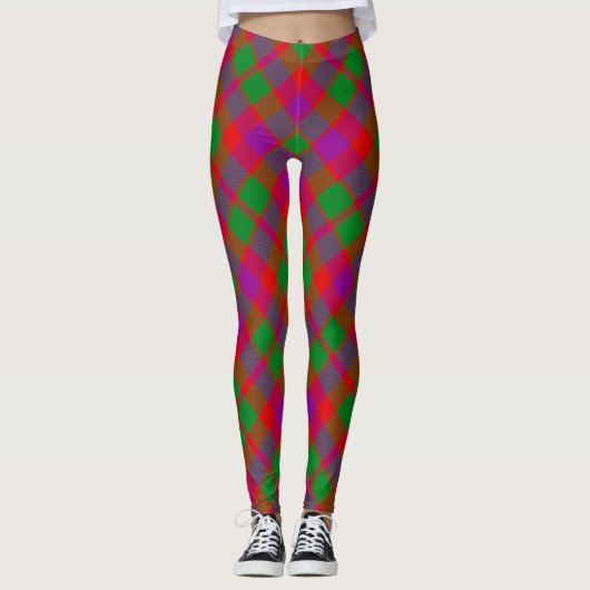 City Glasgow Tartain Kariert Green Red Lila Leggings (Vorderseite)