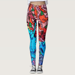 City Graffiti Street Art Backsteinwand Leggings