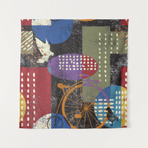 City Grunge abstrakte, nahtlose Vintage Muster. Wandteppich