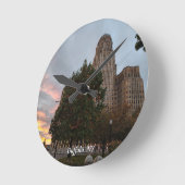 City Hall and Sunset Runde Wanduhr (Winkel)