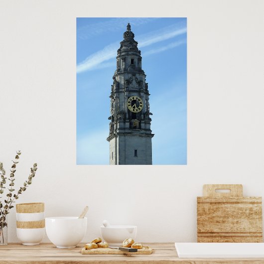 City Hall Clock Tower, Cardiff Poster (Küche)