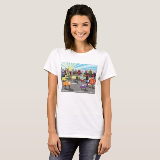 City Highway Cityscape und Verkehr T-Shirt (Vorne ganz)