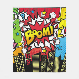 City-Hintergrundmaterial mit Comic Art Spee Fleecedecke