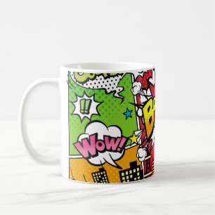 City-Hintergrundmaterial mit Comic Art Spee Kaffeetasse