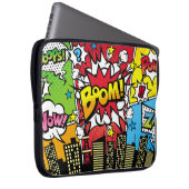 City-Hintergrundmaterial mit Comic Art Spee Laptopschutzhülle (Vorne Rechts)