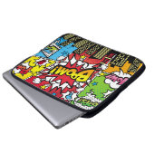 City-Hintergrundmaterial mit Comic Art Spee Laptopschutzhülle (Vorne Knopf)