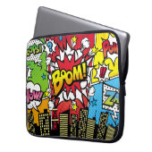 City-Hintergrundmaterial mit Comic Art Spee Laptopschutzhülle (Vorderseite Links)