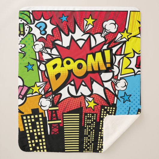 City-Hintergrundmaterial mit Comic Art Spee Sherpadecke (Vorderseite)