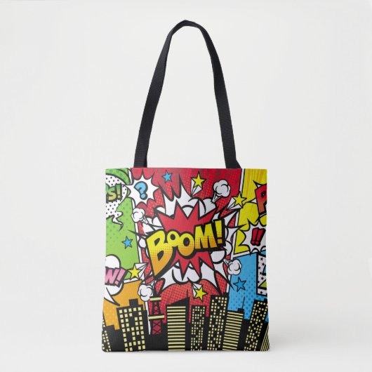 City-Hintergrundmaterial mit Comic Art Spee Tasche (Vorderseite)