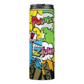 City-Hintergrundmaterial mit Comic Art Spee Thermosbecher (Rückseite)