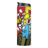 City-Hintergrundmaterial mit Comic Art Spee Thermosbecher (Nach rechts gedreht)