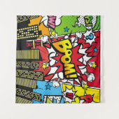 City-Hintergrundmaterial mit Comic Art Spee Wandteppich (Vorderseite (Horizontal))