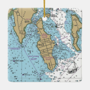 City Island Bronx NY Chart Keramikornament