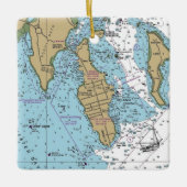 City Island Bronx NY Chart Keramikornament (Vorderseite)