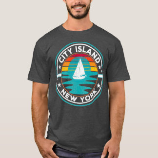 City Island New York Vintag Sunset T-Shirt