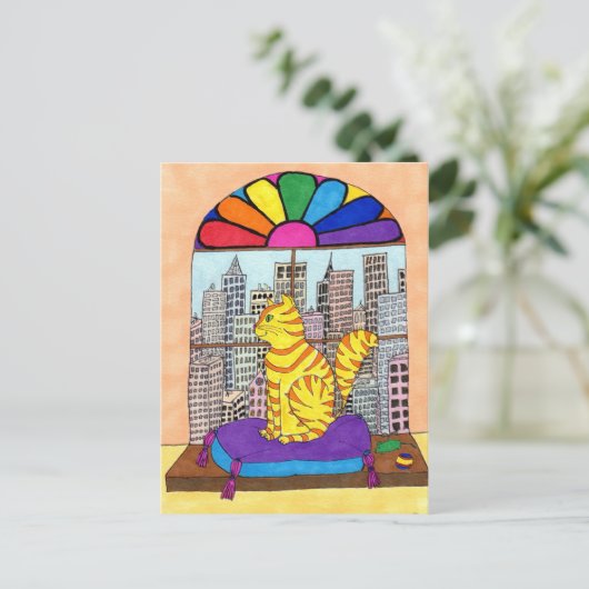 City Kitty Postkarte (Stehend Vorderseite)