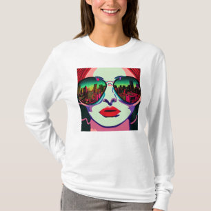 City Lady in Sonnenbrille Einzigartige farbenfrohe T-Shirt