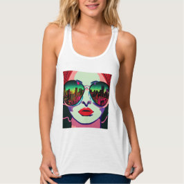City Lady in Sonnenbrille Einzigartige farbenfrohe Tank Top