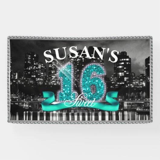 City Lights 16 . Geburtstag Aquamarin ID120 Banner (Horizontal)