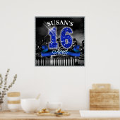 City Lights 16 . Geburtstag Blue ID118 Poster (Küche)