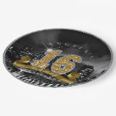 City Lights 16 . Geburtstag Gold ID243 Pappteller (Schrägansicht)