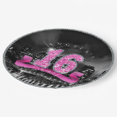 City Lights 16 . Geburtstag Pink ID117 Pappteller (Schrägansicht)