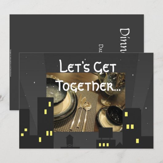 City Lights Dinner Party Einladung (Vorne/Hinten)