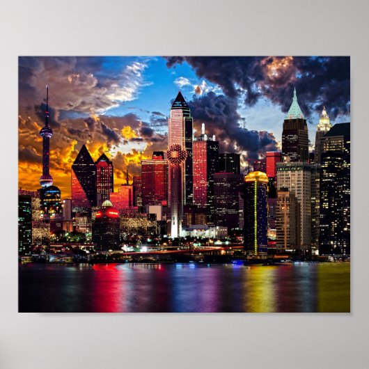 City Lights Night Sky Pastiche Poster (Vorne)