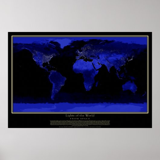City Lights of the World von Space Satellite Map Poster (Vorne)