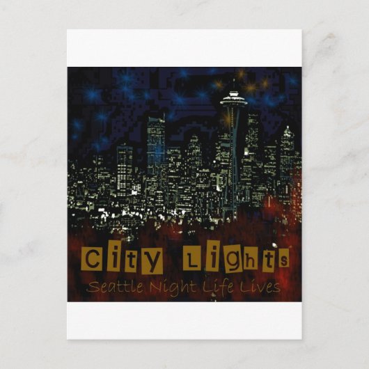 City Lights Seattle Postkarte (Vorderseite)