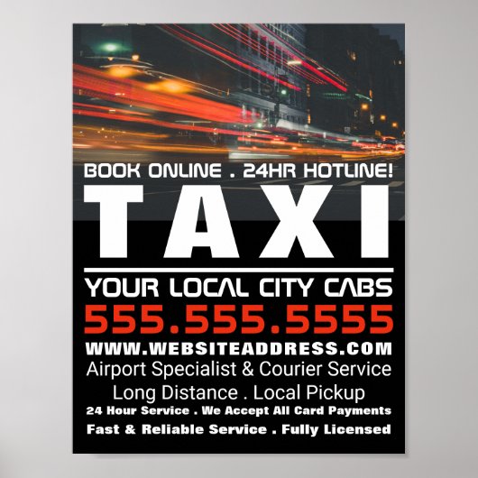 City Lights, Taxi Cab Firm Advertising Poster (Vorne)