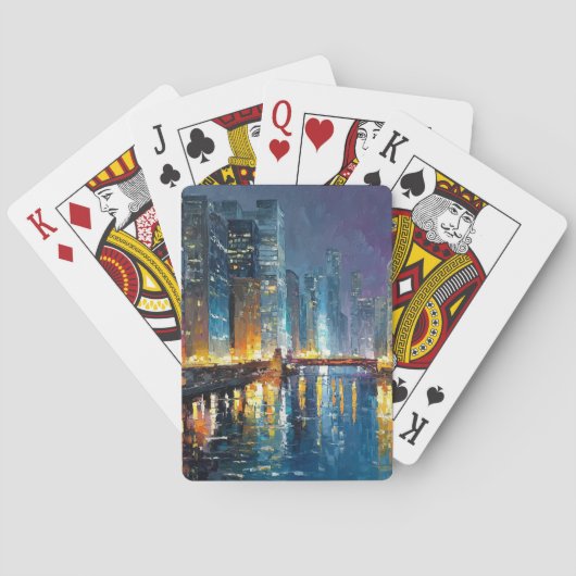 City Lights Waterfront Skyline Playing Cards Spielkarten (Rückseite)