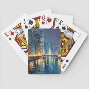 City Lights Waterfront Skyline Spielkarten