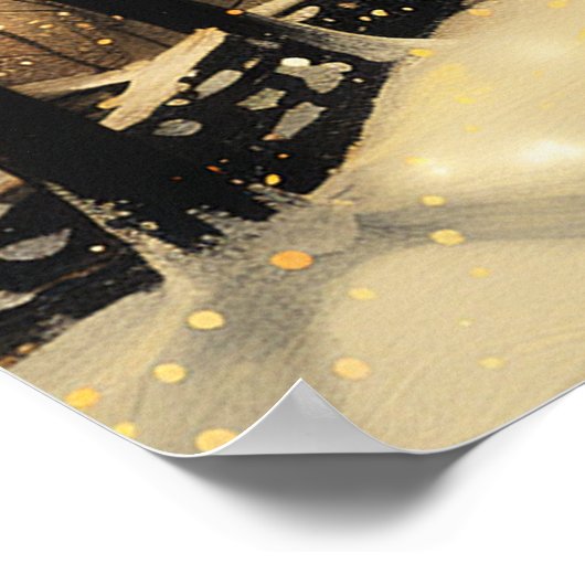 City Lights Winter Men in Black on Sidewalk Poster (Ecke)