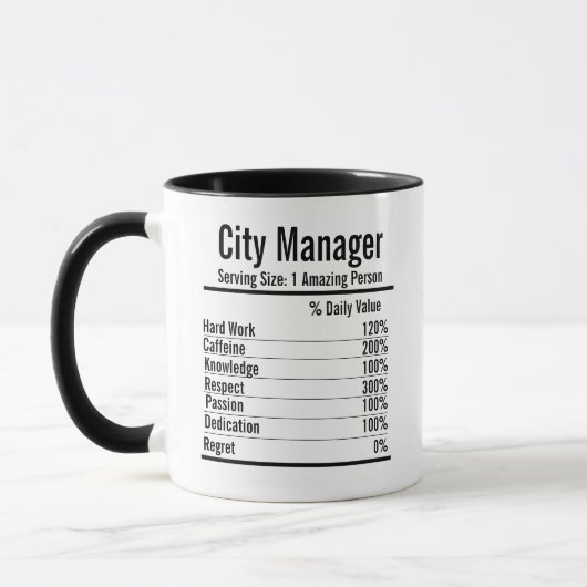 City Manager Ernährung Fakten Tasse Best City Mana (Links)