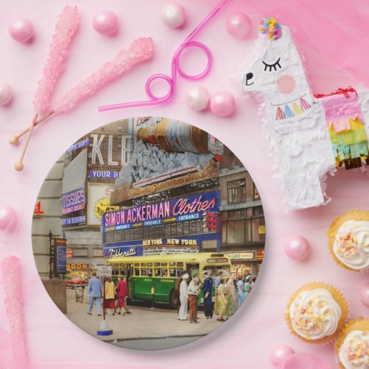 City - Manhattan, NY - 43rd and Broadway 1952 Pappteller (Party)