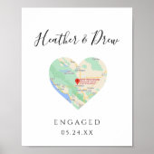 CITY MAP Heart Wedding Verlobung Custom Gift Post Poster (Vorne)