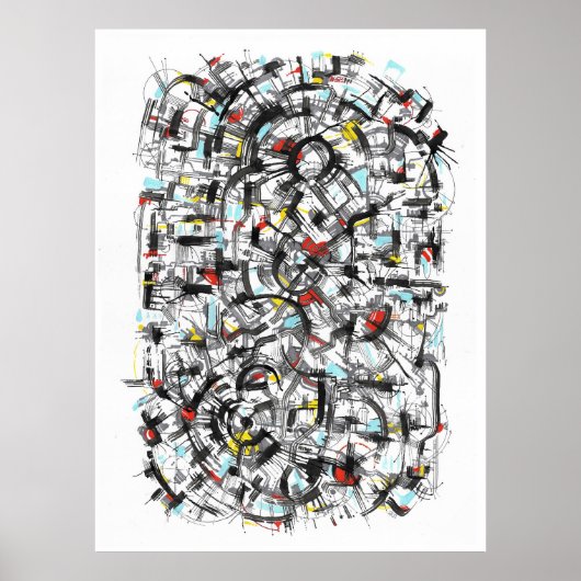 City Map ink Art Poster (Vorne)