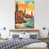 City Meets Sea - Lighthouse Skyline Fantasy Leinwanddruck (Insitu (Schlafzimmer))