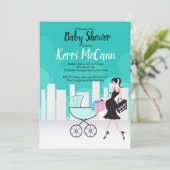 City Mode Lady Generikum Baby Dusche Einladung (Stehend Vorderseite)