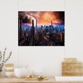 "City Never Sleeps" Scifi Fantasy Art Poster (Küche)