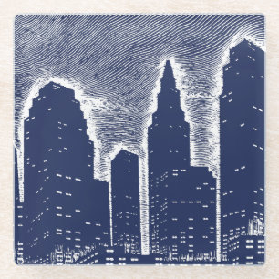 City Night Lights City Skyline Glasuntersetzer