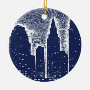 City Night Lights City Skyline Keramik Ornament