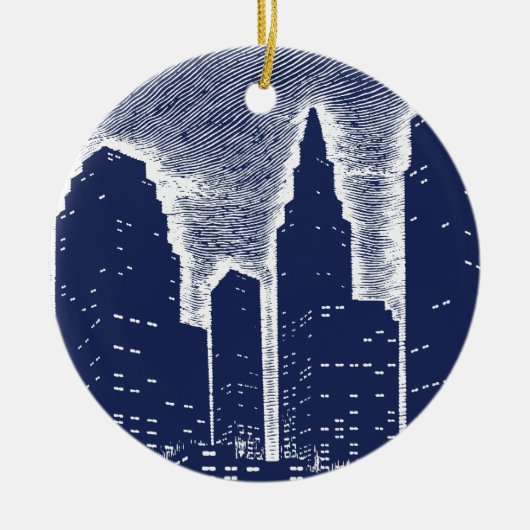 City Night Lights City Skyline Keramik Ornament (Vorne)